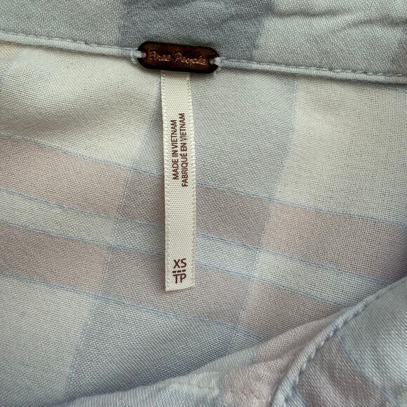 Free People Loveland Plaid Button Down Shirt Top White Pastel Pink Blue, Size XS - Picture 4 of 13